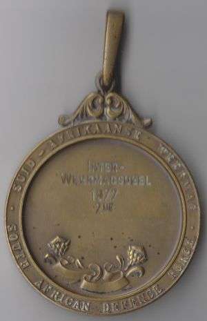 1977 SADF INTER - WEERMAGSDEEL BRONZE SPORTS MEDAL FOR SHOOTING