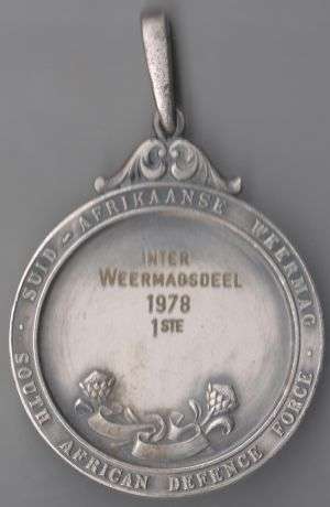 1978 SADF INTER WEERMAGSDEEL SILVER SPORTS MEDAL FOR SHOOTING