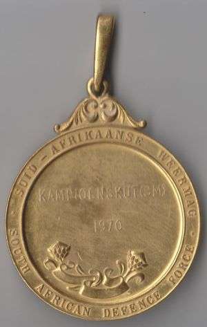 1970 SADF KAMPIOENSKUT (SM) GOLD SPORTS MEDAL FOR SHOOTING