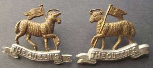 BRITISH THE QUEEN'S WEST SURREY REGIMENT PAIR OF COLLARS