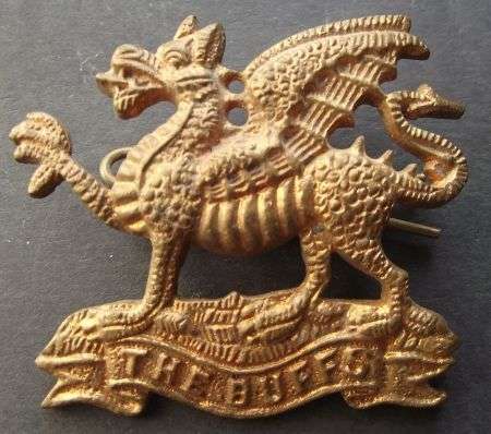 BRITISH THE EAST KENT REGIMENT (THE BUFFS) METAL CAP BADGE