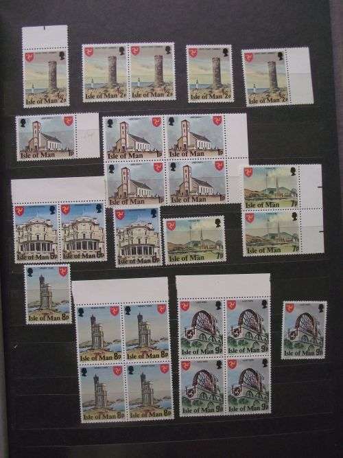 GREAT BRITAIN ISLE OF MAN MINT NEVER HINGED LOT 9 PAGES