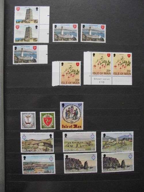GREAT BRITAIN ISLE OF MAN MINT NEVER HINGED LOT 9 PAGES
