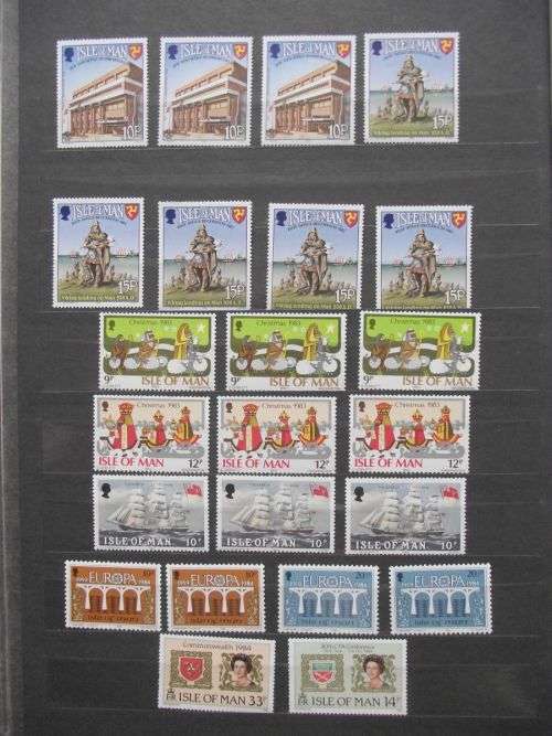 GREAT BRITAIN ISLE OF MAN MINT NEVER HINGED LOT 9 PAGES