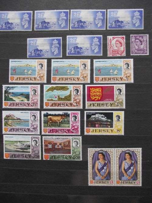 GREAT BRITAIN QE II JERSEY & GUERNSEY MINT NEVER HINGED LOT ON 10 PAGES
