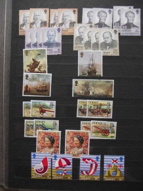 GREAT BRITAIN QE II JERSEY & GUERNSEY MINT NEVER HINGED LOT ON 10 PAGES