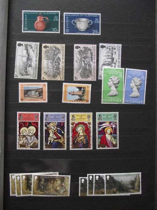 GREAT BRITAIN QE II JERSEY & GUERNSEY MINT NEVER HINGED LOT ON 10 PAGES