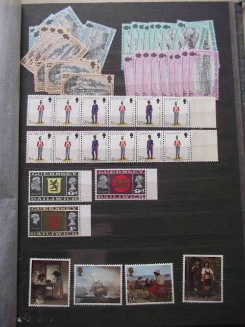 GREAT BRITAIN QE II JERSEY & GUERNSEY MINT NEVER HINGED LOT ON 10 PAGES