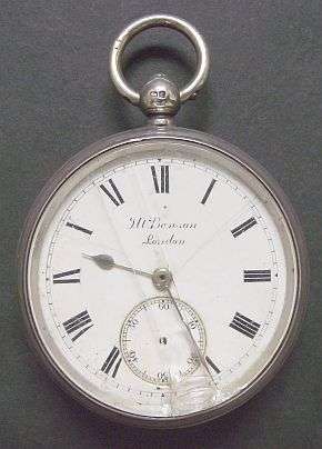 VINTAGE 1902 J.W BENSON SILVER LUDGATE POCKET WATCH WITH KEY - NOT WORKING