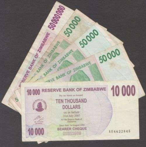 ZIMBABWE BANKNOTES UP TO 50 000 000 DOLLARS