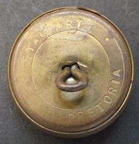 LARGE OLD SOUTH AFRICAN RAILWAY BUTTON +/- 30 mm MADE BY METAL ART PRETORIA