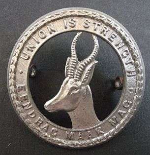 SOUTH AFRICA ARMY UNION IS STRENGTH LARGE CAP BADGE