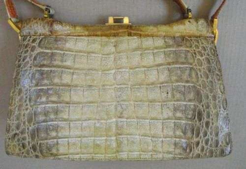 VINTAGE GENUINE CROCODILE SKIN HAND BAG