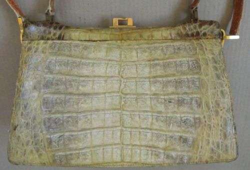 VINTAGE GENUINE CROCODILE SKIN HAND BAG