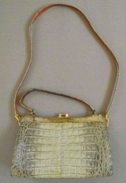 VINTAGE GENUINE CROCODILE SKIN HAND BAG