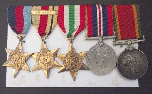 WORLD WAR 2 MEDAL GROUP INCL AFRICA STAR WITH 8th ARMY CLASP NAMED&NUMBERED 1st COY SAEC WITH PAPERS