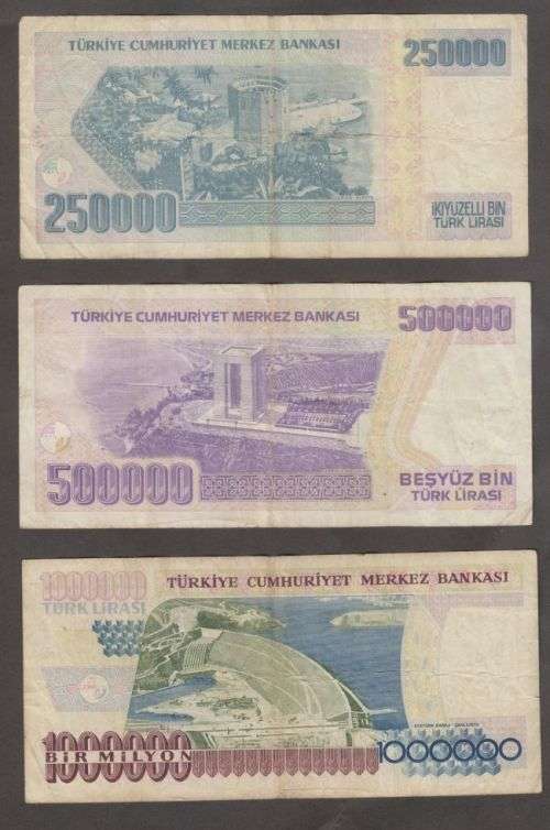 LOT OF TURKEY BANKNOTES UP TO 20 000 000