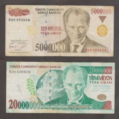 LOT OF TURKEY BANKNOTES UP TO 20 000 000
