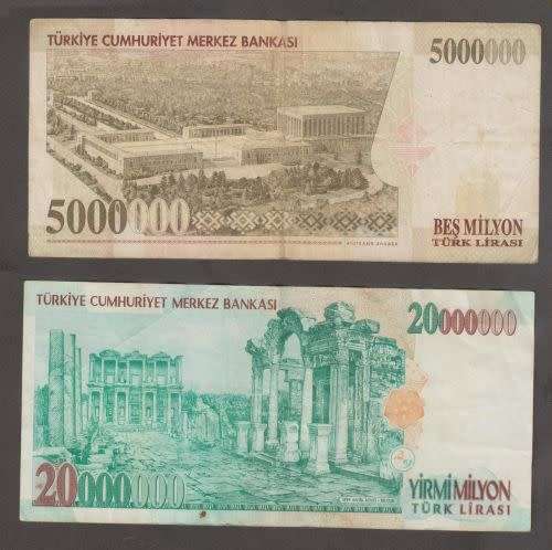 LOT OF TURKEY BANKNOTES UP TO 20 000 000