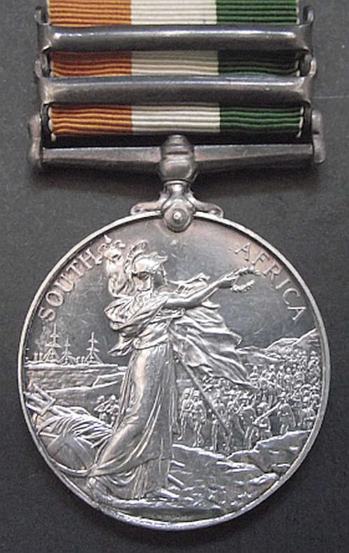 QSA 3 CLASPS KSA 2 CLASPS TO PRIVATE IN SOUTH WALES BORDERERS DANGEROUSLY WOUNDED AT KAREE SIDING