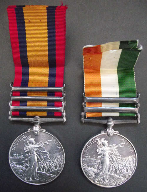 QSA 3 CLASPS KSA 2 CLASPS TO PRIVATE IN SOUTH WALES BORDERERS DANGEROUSLY WOUNDED AT KAREE SIDING