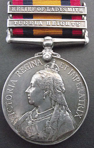 QSA MEDAL WITH 2 CLASPS TO A BEARER IN THE NATAL VOLUNTEER AMBULANCE CORPS