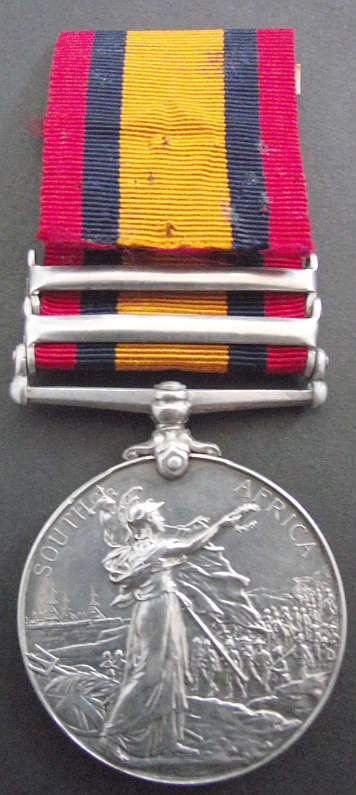 QSA MEDAL WITH 2 CLASPS TO A BEARER IN THE NATAL VOLUNTEER AMBULANCE CORPS