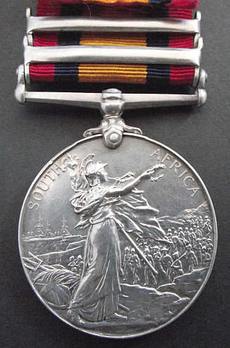 QSA MEDAL WITH 2 CLASPS TO A BEARER IN THE NATAL VOLUNTEER AMBULANCE CORPS