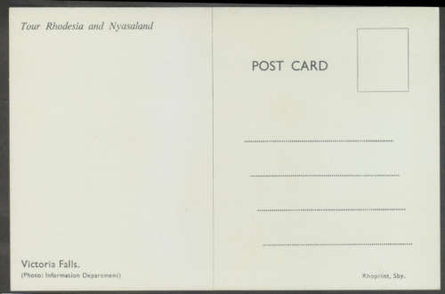 RHODESIA & NYASALAND VICTORIA FALLS COLOUR POSTCARD - MINT