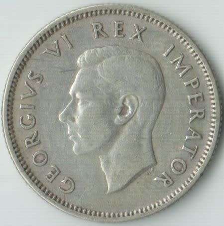 1938 UNION OF SOUTH AFRICA ONE SHILLING SILVER COIN
