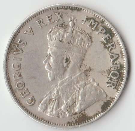 1935 UNION OF SOUTH AFRICA 2 1/2 SHILLINGS HALF CROWN SILVER COIN