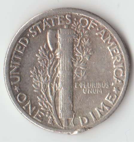 1928 UNITED STATES OF AMERICA USA ONE DIME SILVER COIN MINT MARK `S` - EX MOUNT