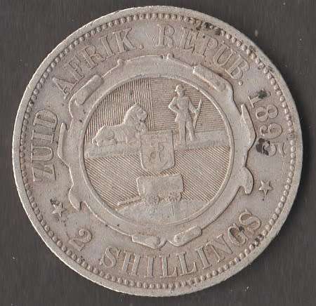 1895 ZAR 2 SHILLINGS SILVER COIN