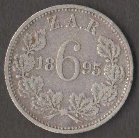 1895 ZAR SIX PENCE SILVER COIN