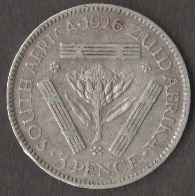1926, 1927 & 1928 UNION OF SOUTH AFRICA 3 PENCE TICKEYS