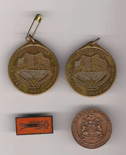 1960 KRUGESRDORP Union Festival x 2 &Badge & PRESIDENT FOUCHE Freedom of Town