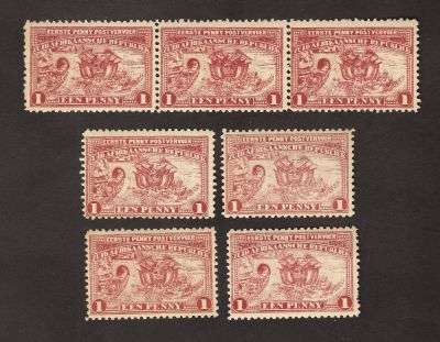 1895 Transvaal Een Penny Strip & Singles with MANY VARIETEIS incl "3 for 8 in 1895"-Mint
