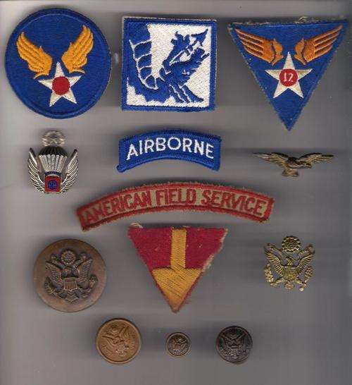 SUPER USA AIRBORNE & ARMY BADGES , BUTTONS & BUCKLE LOT !