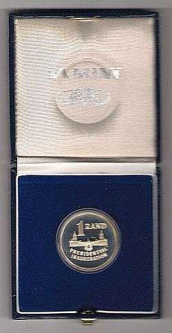 1994 Rsa PRESIDENTIAL INAUGURATION SILVER R 1 COIN IN SAM BOX