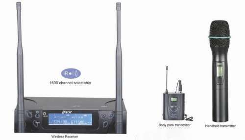 d-tech UHF-203 Handheld+Lapel+Headset Dual Channel PLL Wireless Mic System