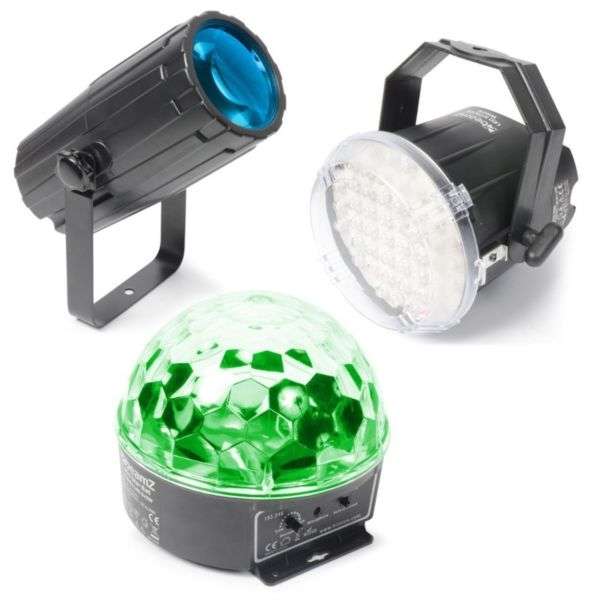 beamZ DISCO LIGHT SET 3 MOON, STROBE AND STAR