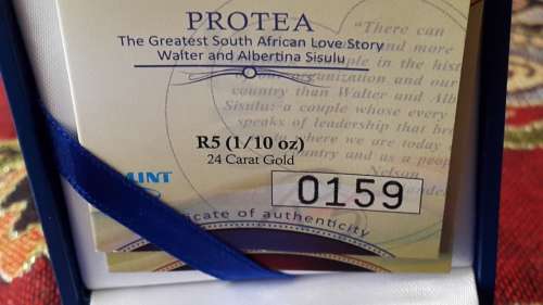 2012 PROTEA SISULU 1/ 10 th 24 ct GOLD R5