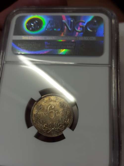 1892 ZAR 6 D MS 62 BY NGC