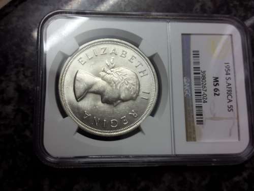 1954 SA  UNION CROWN GRADED MS62    BY NGC