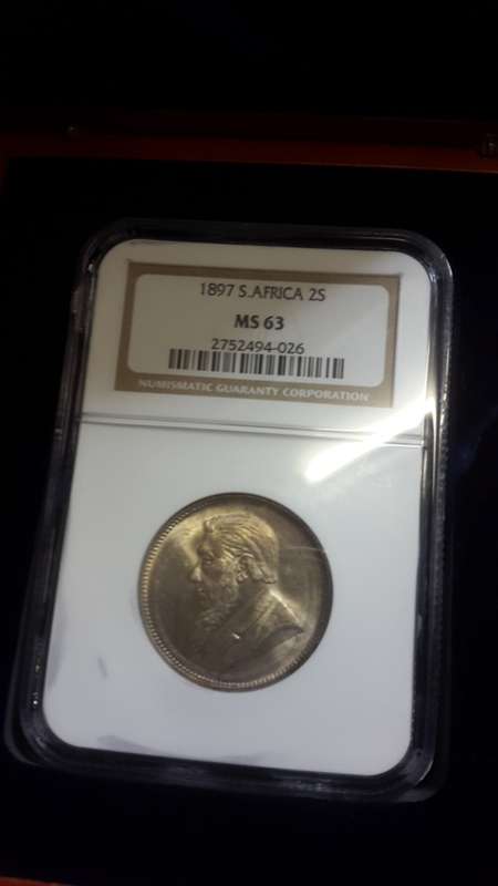 1897 ZAR  2 SHILLINGS  GRADED  MS 63  BY NGC