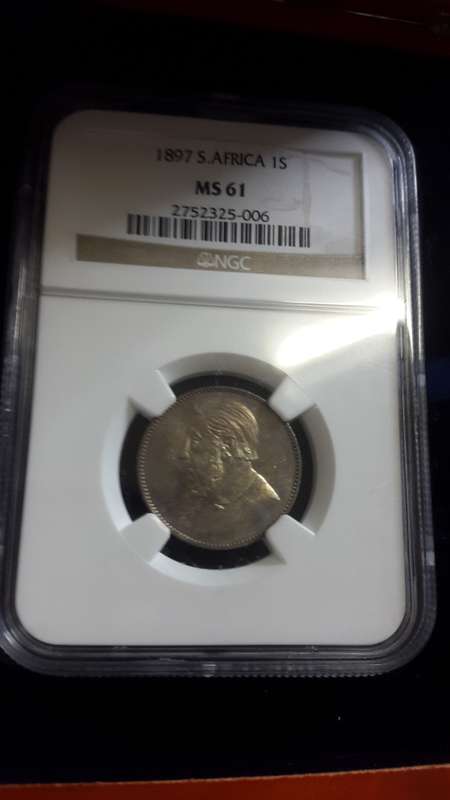 1897  ZAR  1 SHILLING  GRADED MS 61  BY NGC