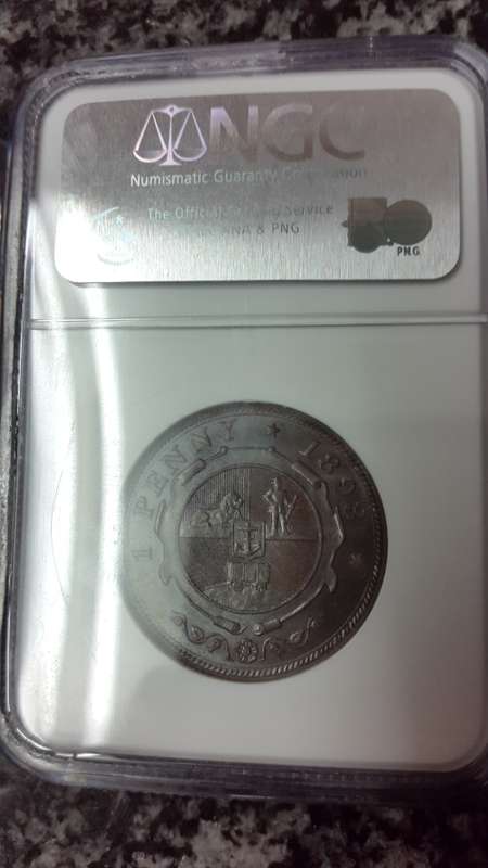 1893 ZAR PENNY GRADED AU 58 BY NGC
