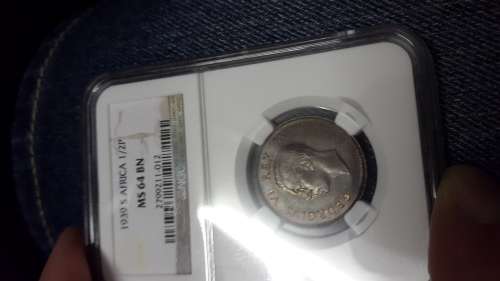 1939   SA UNION 1/2 P   GRADED  MS 64 BN   BY NGC
