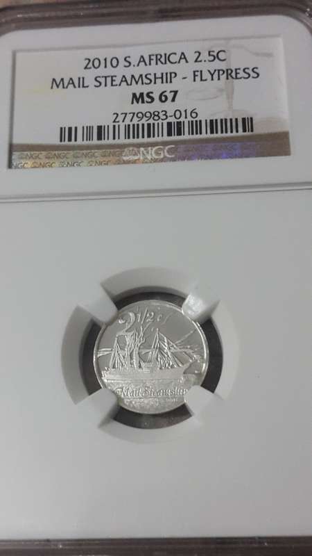 2010 RSA SILVER 2.5 CENTS STEAMSHIP  GRADED MS 67    BY NGC
