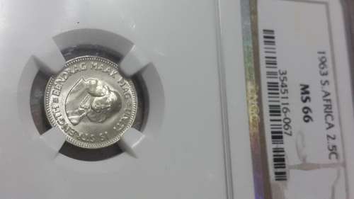 1963 RSA SILVER 2.5 CENTS  GRADED MS 66    BY NGC